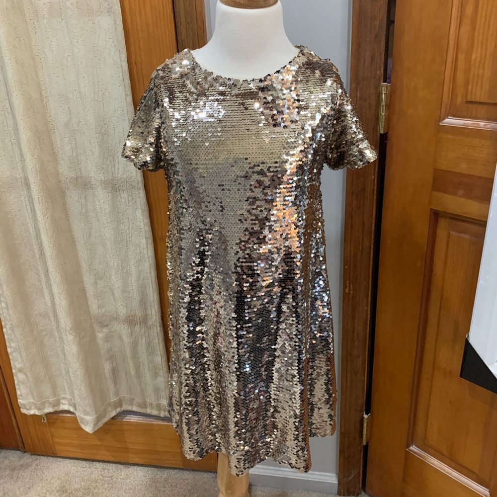 Zara Girls Gold Sequin Dress
